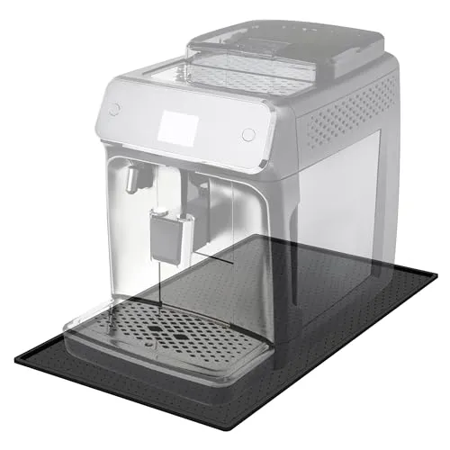 Heveer Kaffeemaschine Matte Unterlage für Kaffeemaschine 48 * 30cm Auslaufsichere Matte für Esszimmer Küche Kaffeevollautomat Schwarz