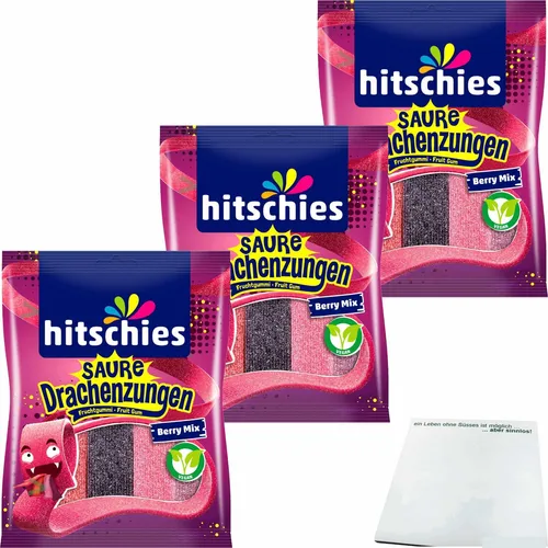 hitschies Saure Drachenzungen Berry Mix 3er Pack 3x125g Packung usy Block