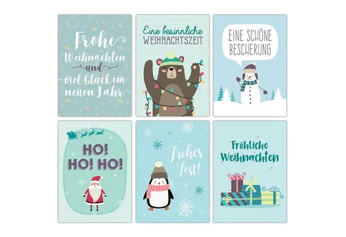 PAPIERDRACHEN Weihnachtskarte Weihnachtskarten Set - 12 gestaltete Postkarten zu Weihnachten