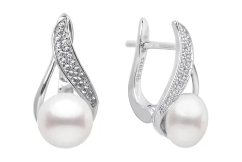 Gaura Pearls Perlenohrringe Elegant hängend - Perlenohrringe aus echten Süßwasserzuchtperlen, rhodiniertes 925er Silber, elegant verpackt im Organzasäckchen – der perfekte Schmuck für besondere Anlässe.