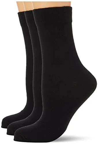 Nur Die 3er Pack Ohne Gummi Socken Damen Schwarz 39-42 - 3er Pack Damensocken aus weicher, gekämmter Baumwolle für optimalen Tragekomfort. Der Komfortbund schneidet nicht ein und sorgt für ein angenehmes Gefühl den ganzen Tag.