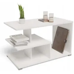 Matkam Möbel Couchtisch Weiß, 90x55 cm - Moderner Couchtisch aus 18 mm starkem Laminat, langlebig und ideal für stilvolle Wohnzimmergestaltung. Maße: 90x55x51 cm, einfache Selbstmontage inklusive.