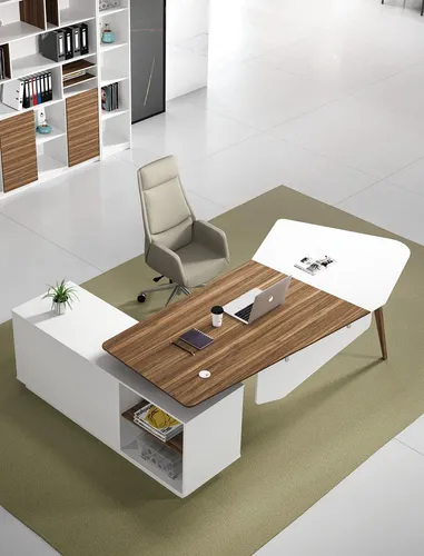 Moderner L-förmiger Bürotisch mit Schubladen - Eleganter Schreibtisch in Weiß, ideal für das Home Office oder Büro. Mit 240x90x75 cm bietet er ausreichend Platz für Ihre Arbeitsutensilien und sorgt für eine stilvolle Arbeitsumgebung.
