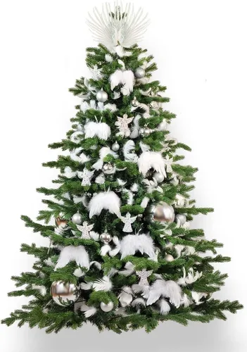 Geschmückter künstlicher weihnachtsbaum mit 97 Stk Kugeln ANGEL WINGS 210 cm mit Metallständer