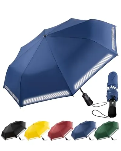 Sturmfester Taschenschirm mit Reflexstreifen