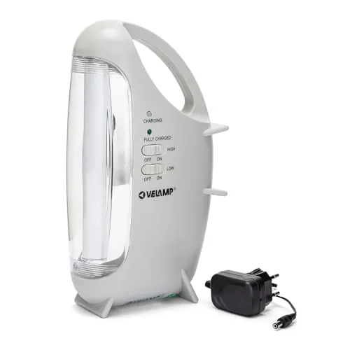 Velamp ir160evo Tragbare LED Lampe - Tragbare, wiederaufladbare LED-Taschenlampe mit 320 Lumen, ideal für Stromausfälle und Notfälle. Bietet bis zu 5 Stunden Licht und blendfreies, diffuses Licht für angenehme Beleuchtung.