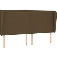 vidaXL Kopfteil mit Ohren Dunkelbraun 163x23x118/128 cm - Klassisches Kopfteil mit Ohren, höhenverstellbar und robust, ideal für stilvolle Schlafzimmer. Strapazierfähiger Stoff und stabile Holzbeine sorgen für Langlebigkeit und Komfort.