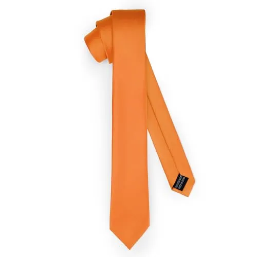 Ladeheid Klassische Herren Krawatte, matt, Perfekt für Büro & Festlichkeiten, Vielfältige Farben - Ideal für Geschäftsmeetings, Hochzeiten TMM-5 (150cm x 5cm, Orange)
