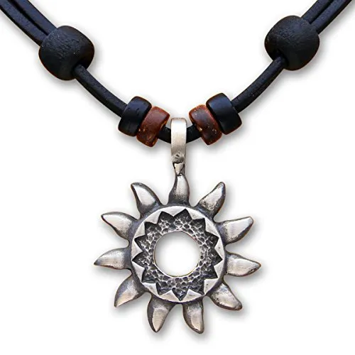 HANA LIMA Halskette Surferkette Tribalkette Lederkette Herren Damen Metallanhänger