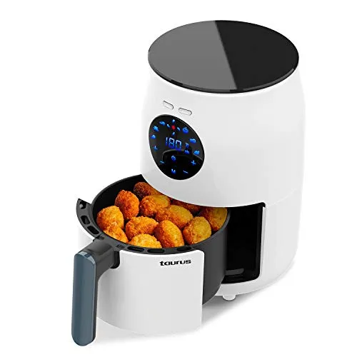 Taurus Respire Luftfritteuse ohne Öl, digital, -99% Fett, Kalt, Griff, Backen und Warm, 1,5 l, 1000 W, Timer bis 30 min, 80-230 °C, antihaftbeschichtet, PFOA- und BPA-frei