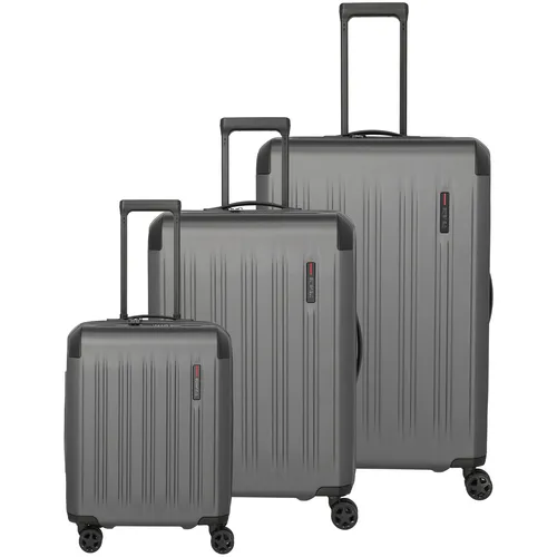 travelite Trolleyset DYNAMIIC S+M+L - 3-teiliges Hartschalen-Kofferset - Koffer-Set mit 4 Rollen und Volumenerweiterung, ideal für Reisen. Aus robustem ABS, wasserabweisend und mit TSA-Zahlenschloss für Sicherheit.