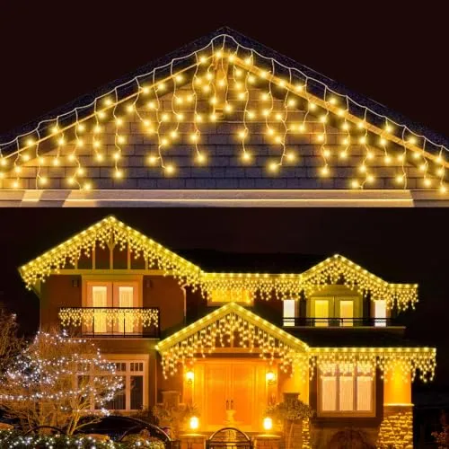 LEDYA Eisregen Lichterkette Außen, 10M 360 LED, 4er-Serienschaltung möglich, Timer 8 Modi Memory-Funktion, wasserdicht, ideal für Terrasse Balkon Weihnachtsdeko