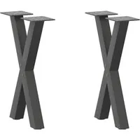 vidaXL Couchtischbeine X-Form 2 Stk. Anthrazit 28x(42-43) cm - Tischbeine aus pulverbeschichtetem Stahl, robust und langlebig. Mit verstellbaren Nivellierfüßen für Stabilität auf unebenen Böden – perfekt für individuelle Couchtischgestaltungen.