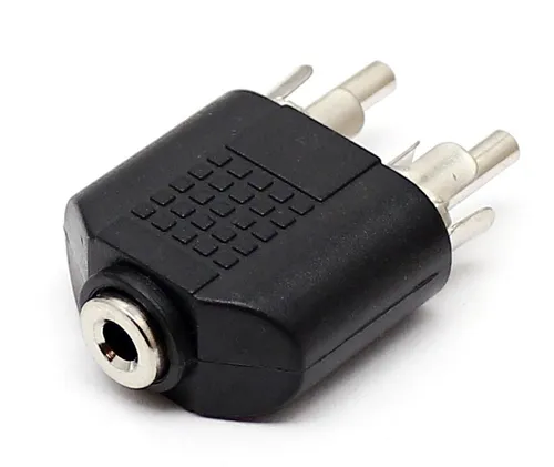 Audio Adapter 3,5 mm auf 2x Cinch-Stecker - Praktischer Audio-Koppler für einfache Verbindung, ermöglicht den Anschluss von Geräten mit 3,5 mm-Buchse an Cinch-Stecker.