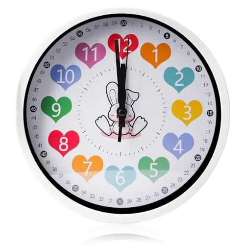 GBKDQQ Kinder Wanduhr ohne Tickgeräusche: 20cm Lernuhr kinderwanduhr Kinderzimmeruhr für Mädchen und Jungen für Kinderzimmer, Küche, Wohnzimmer, Schlafzimmer, Büro
