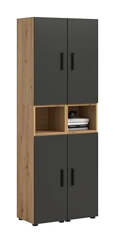 xonox.home Wohnkombination The One Artisan Oak Nachbildung - Moderne Wohnkombination in Artisan Oak und Basalt Nachbildung, ideal für Wohnzimmer und Jugendzimmer. Mit 2 Türen und 10 Fächern bietet sie viel Stauraum. Pflegeleichte Oberflächen sorgen für einfache Reinigung und langlebigen Komfort.