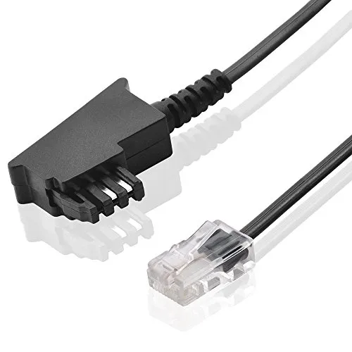 BestPlug 1 Meter Internet DSL Patch LAN Router Kabel, TAE-F Stecker auf RJ45 Stecker, Schwarz
