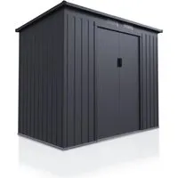 Juskys Metall Geräteschuppen M – Dunkelgrau, wetterfest und abschließbar