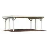 Doppelcarport Palmako Karl 20,6 m² - Stilvolles Flachdach-Carport aus hochwertigem Holz, idealer Schutz für zwei Fahrzeuge und zusätzliche Abstellfläche im Garten.