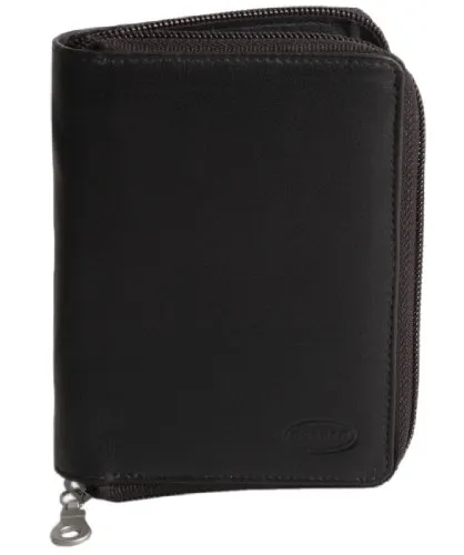 Große Geldbörse, Portemonnaie Größe L, Echt-Leder, für Damen und Herren, Schwarz, Branco 12052z