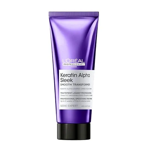 L'Oréal Professionnel Keratin Alpha Sleek Smooth Transformer, 200ml - Professionelle Anti-Frizz-Behandlung für alle Haartypen. Genießen Sie langanhaltende Glätte und reduzierte Stylingzeit. Die Formel mit Keratin sorgt für glänzendes Haar und kontrolliert Volumen.