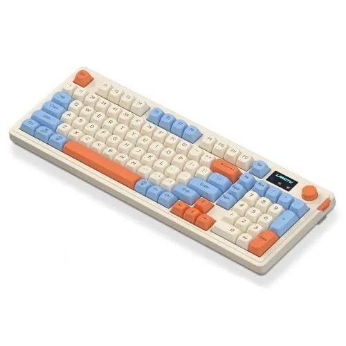 Kabelgebundene semimechanische Membran-Gaming-Tastatur, 98 Tasten, QWERTY-Membrantastatur, multifunktionaler Lichtmodus, Lautstärkeregler, RGB-Hintergrundbeleuchtung, ergonomisch, ABS-Tastenkappe