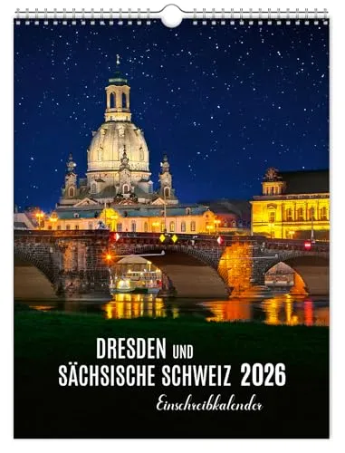 Einschreibkalender Dresden und Sächsische Schweiz 2026 | 30 x 40 cm | weißes Kalendarium