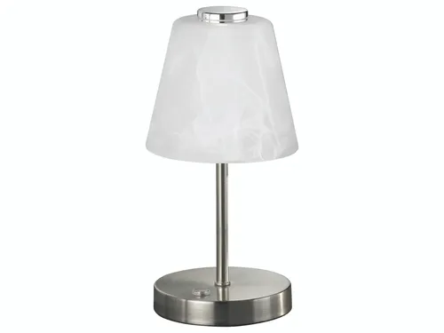 Reality Leuchten Emmy R52541907 - LED Tischleuchte aus Metall in Nickel Matt, alabasterfarbiges Glas, 4-fach Touch, dimmbar für individuelle Lichtstimmung