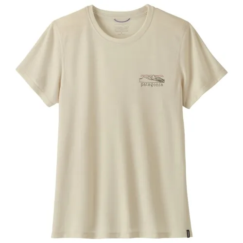Patagonia Women's Cap Cool Trail Shirt Stratapeaks - Funktionsshirt Gr M beige - Bequemes Funktionsshirt in Beige (Gr. M) für Trekking und Reisen. Hergestellt aus 85% recyceltem Polyester und 15% Lyocell für optimalen Tragekomfort. Entdecken Sie weitere Patagonia Produkte bei Bergfreunde.de!