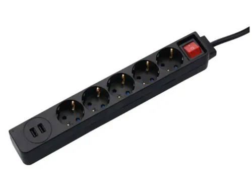 Hama Steckdosenleiste 5-fach 2x USB 3680W Mehrfachsteckdose Mehrfachstecker K2