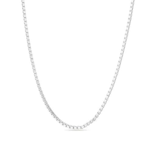 Einzelstück® Venezianerkette 1mm 925 Sterling Silber I Silberkette Box Chain in 14K Gold & Roségold I Längenverstellbar 45cm 46cm 48cm 50cm I (Silber, 44-50cm Klassische Länge)