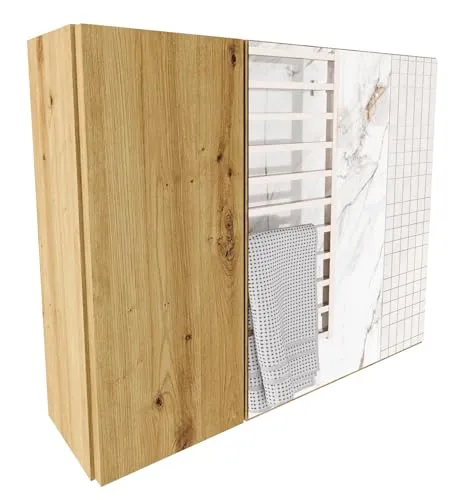 möbelkap Spiegelschrank Bad 60x50x17,8 cm Artisan Eiche – Moderner Badezimmerschrank mit Spiegel - Eleganter Spiegelschrank mit 3 Ablageflächen für optimalen Stauraum. Flexibel montierbare Tür und hochwertige Materialien sorgen für Langlebigkeit und einfache Pflege. Ideal für jedes Badezimmer.