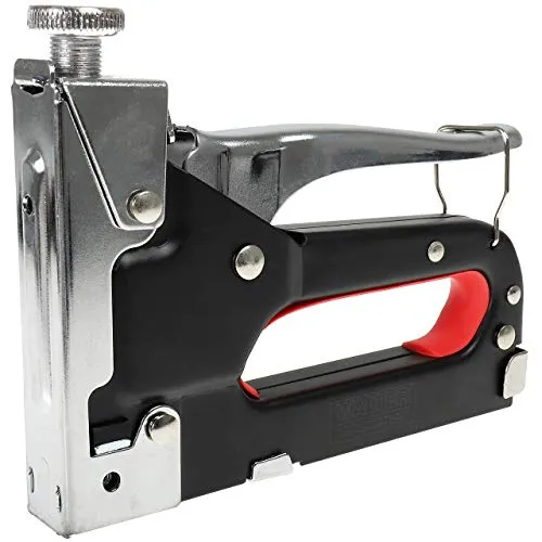 WALTER Handtacker-Set mit einstellbarer Schusskraft, ergonomischer Handgriff für bessere Handhabung, Magazinkapazität 50 Stück, inkl. umfangreiches Klammern-Zubehör und Aufbewahrungskoffer