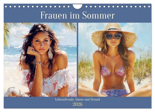 Rose Hurley | Frauen im Sommer - Wandkalender 2025 - Kalender mit künstlerischen Darstellungen von Frauen, der Lebensfreude, Sonne und Strand einfängt. Ideal als Geschenk für Kunstliebhaber.
