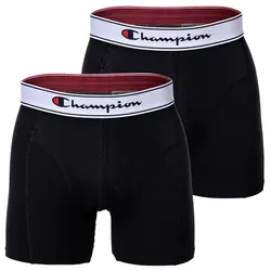Champion Herren Boxershorts, 2er Pack - Baumwolle, Logobund, einfarbig Schwarz XL