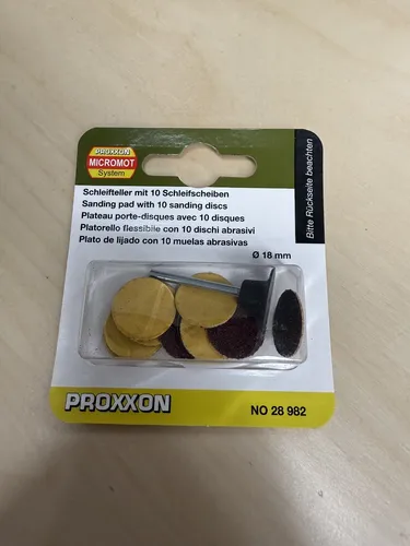 Proxxon Micromot System,Schleifteller mit 10 Schleifscheiben, ⌀ 18 mm, NO 28 982