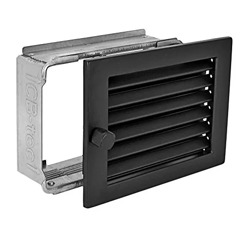 Warmluftgitter WG 2015 S Schwarz 200 x 150 mm mit Einbaurahmen