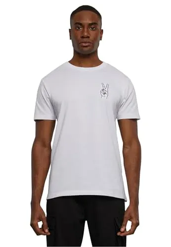 Mister Tee Herren T-Shirt Peace Sign Tee EMB, Print T-Shirt für Männer, Graphic T-Shirt, Streetwear