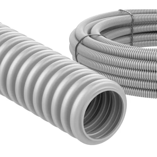 ViD Leerrohr M25, 50 Meter - Flexibles Wellrohr für Elektroinstallation - Leerrohre für Elektroinstallation, lichtgrau, flexibel und druckfest bis 320N. Ideal für Wand- und Deckenmontage von Elektrokabeln, temperaturbeständig von -5°C bis +60°C.