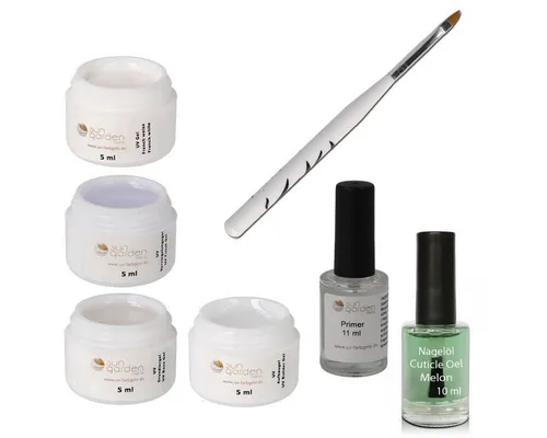 Sun Garden Nails Nagellack 4 x 5 ml UV Classic Gel Set - Nagelöl + Nail Primer + Gelpinsel