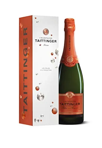 Taittinger Les Folies de la Marquetterie Champagner mit Etui - Exklusiver Champagner in edlem Etui, präsentiert sich mit kräftiger gelber Farbe und Aromen von Pfirsich, Brioche und Vanille. Ideal für besondere Anlässe!