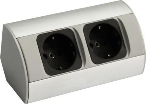 kalb 2-fach Ecksteckdosenleiste zur Montage - Steckdosen & Zubehör, silbergraue Aluminium-Kunststoff-Leiste mit USB-Anschluss für effiziente Aufladung und Stromversorgung in jedem Raum.