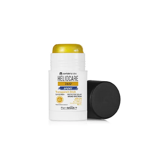 Heliocare 360° Sport Transparent Stick Sonnencreme SPF 50+ - Leichter Sonnencreme-Stick mit SPF 50+, ideal für sportliche Aktivitäten. Schützt die empfindliche Gesichtshaut zuverlässig vor UV-Strahlen und sorgt für einen angenehmen Tragekomfort.