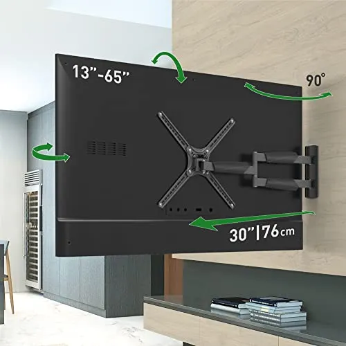 Barkan 76cm TV Wandhalterung für 13-65 Zoll Fernseher - TV-Wandhalterung mit schwenkbarem und neigbarem Arm, hält bis 36kg und spart wertvollen Platz im Raum für ein elegantes Wohnambiente.