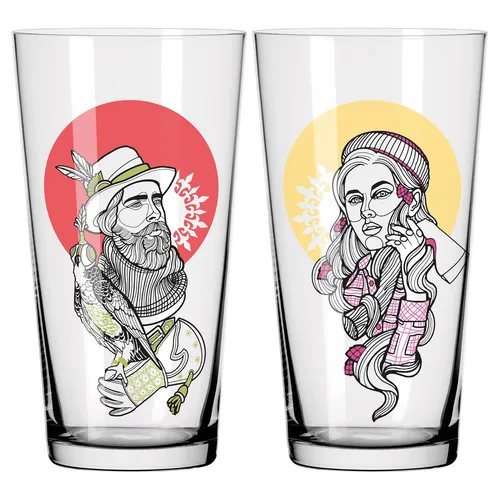 RITZENHOFF Bierglas Bierbecher FARBKNALL 002 Set mit 2 Stück Inhalt je 432 ml