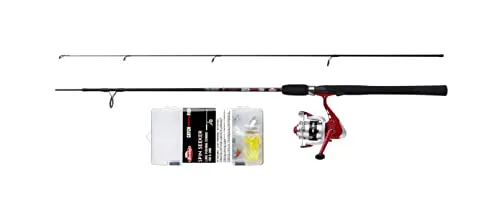 Berkley Catch More Fish Spin Tele Combo, Angelrute und Rolle, Combo, Raubfischangeln, Spinnrolle vorgespult mit Mono, Angelbox mit Ködern und Zubehör, Hecht/Barsch/Zander, schwarz, 2,1 m | 10–30 g