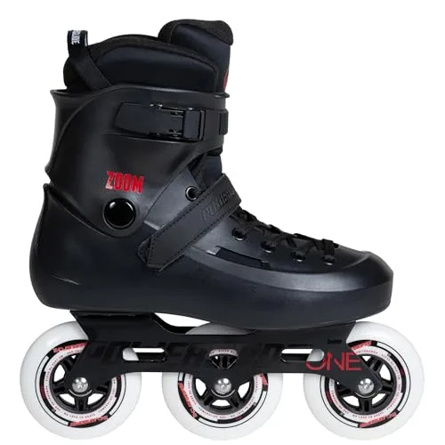 Powerslide Inlineskates Zoom Black 100 rot|schwarz 41/42 - Inliner für sportliche Fahrer, mit herausnehmbarem Innenschuh und ABEC-7 Kugellagern für hohe Geschwindigkeit und Komfort. Ideal für Freizeit und Fitness.