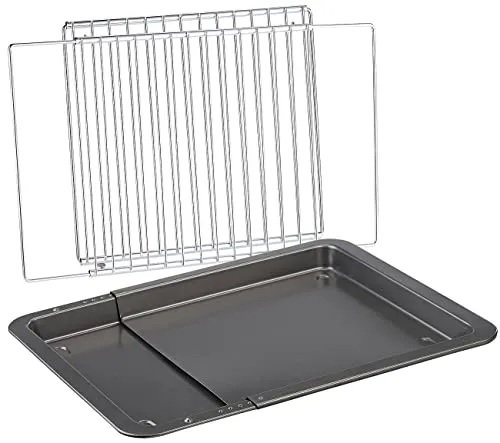Rosenstein & Söhne Antihaft-Backblech: 2er-Set aus Universal-Backblech und -Backofenrost, ausziehbar (Ofengitter, Backgitter, Backformen)