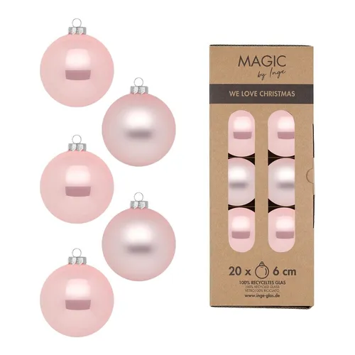 Glas Christbaumkugeln Set Ø 6cm, 20 Stück/Box, Rosa Mix Lovely Magnolia - Magic