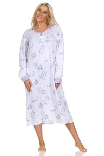 Normann Damen Langarm Nachthemd Flieder, Größe 40-42 von Normann